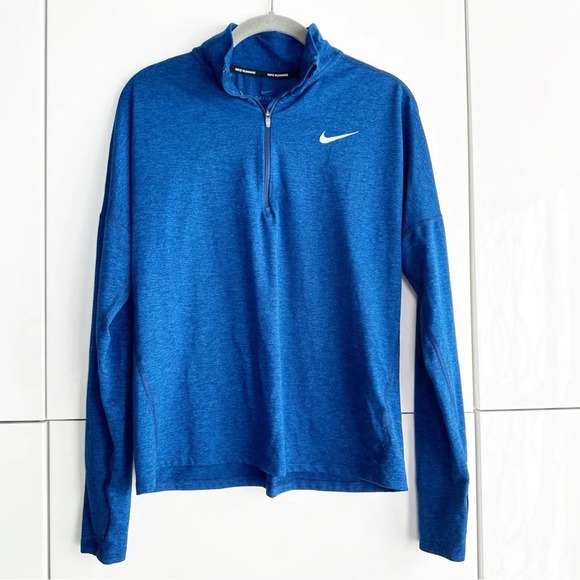 Nike Running Women’s Pullover Blue Size Medium Dri-Fit 1/4 Zip Swoosh Athletic - Picture 1 of 8